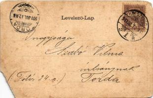 1901 Kolozsvár, Cluj; Sétatéri mulató, tó és szökőkút. Rigó Árpád kiadása, szecessziós litho montázs...