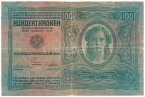 Ausztria 1919. (1912) 100K vízszintes "DEUTSCHÖSTERREICH" felülbélyegzéssel, mindkét oldal...