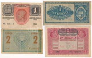 1914. 2K + 1916. 1K + 1917. 2K zöld "DEUTSCHÖSTERREICH" felülbélyegzéssel + 1920. 1K T:III...