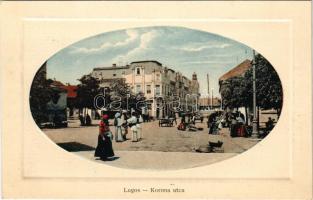 1918 Lugos, Lugoj; Korona utca, piac. Szidon József kiadása / street, market
