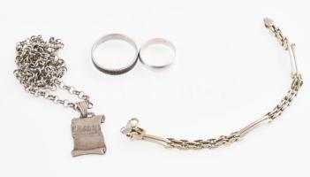 Ezüst(Ag) ékszerek, 4 db, jelzettek, nettó: 31,6 g