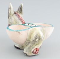 Bodrogkeresztúri kerámia csacsi, fűszertartó (terv: Gál Béla). Jelzés nélkül, kis kopással, 14,5x12,...