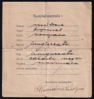 1920 Aradi azonosítási igazolvány