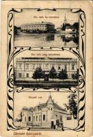 1913 Belényes, Beius; Görög katolikus fiú internátus és polgári leányiskola, Püspöki lak. Wagner Villi kiadása / schools, bishop's palace. Art Nouveau (EK)