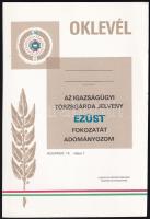 cca 1970-1980 A Magyar Népköztársaság Igazságügyminisztériumának kitöltetlen, 4 db, közte 2 db ezüst...