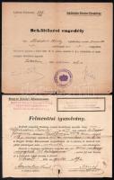 1916-1921 4 db okmány (bejelentést igazoló szelvény, beköltözési engedély, felmentési igazolvány, stb.)