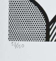 Roy Lichtenstein (1923-1997): Living room. Ofszet litográfia. papír. Sorszámozott, jelzett a nyomato...