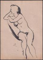 Jelzés nélkül: Női akt, 2 db, tus, papír, 30×21 cm