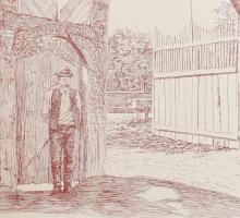 cca 1900-1910 4 db Székelykaput ábrázoló nyomat, papírok, kartonlapokon, 22x18 cm, 20x23 cm, 26x19 c...