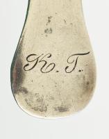 Ezüst(Ag) evőkanál, 2 db, jelzett, egyik kis horpadásokkal, h: 22,5 cm, nettó: 118 g