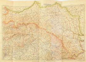 cca 1915 Galicia és Bukovina térképe, 1:900.000, Bp., Magyar Földrajzi Intézet, hajtott, javított, 46x66 cm