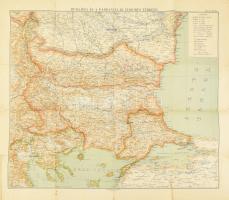 cca 1914-1918 Bulgária és a Dardanellák háborús térképe, Bp., Magyar Földrajzi Intézet, hajtott, szakadt, 65x77