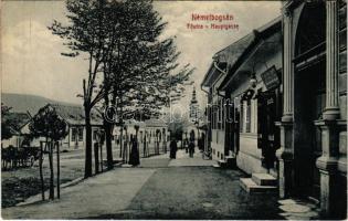 Boksánbánya, Németbogsán, Deutsch-Bogsan, Bocsa Montana; Fő utca, Singer (?) üzlete. W.L. 128. / main street, shop