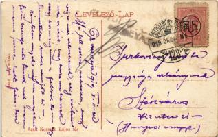 1919 Arad, Kossuth Lajos tér, emeletes autóbusz / square, double decker autobus + "PETROZSÉNY-P...