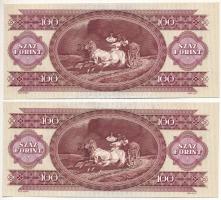 1989. 100Ft "B851 084235, B851 084236" sorszámkövető (2x) T: I Adamo F37