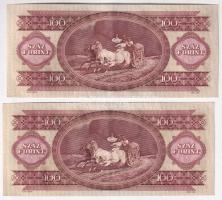 1980. 100Ft (2x) sorszámkövető pár "B588 100320 - B588 100321" T:XF Adamo F37