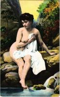 Meztelen erotikus hölgy a folyóparton / Erotic nude lady by the river