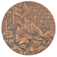 1985. Felszabadulásunk 40. évfordulójára egyoldalas bronz emlékérem, hátoldalon gravírozva, eredeti tokban. Szign.:KO (98mm) T:1