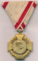 1908. Katonai Jubileumi Kereszt aranyozott bronz kitüntetés mellszalagon T:1-,2  Hungary 1908. Diamond Jubilee Cross for the Armed Forces gilt bronze decoration with ribbon C:AU,XF NMK 269.