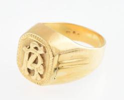 Arany (Au/18k) Monogramos pecsétgyűrű, R.Z monogram, jelzett, nettó:14,5g, m: 70.