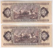 1975. 50Ft "D 670 043561, D 670 043562" sorszámkövető (2x) T:I-,II hajtatlan, nyomdai papí...