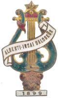 ~1930. Alberti-Irsai Daloskör zománcozott bronz kitűző Kazinci u. 10 gyártói jelzéssel (55x30mm) T:2- tű nélkül, zománchiba