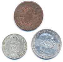Ausztria 1849A 6kr Ag + 1915. 1K Ag "Ferenc József" + Magyarország 1763. Rézpoltúra T:2-3
...