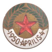 1950. 1950 Április 4. zománcozott bronz kitűző (25mm) T:1-