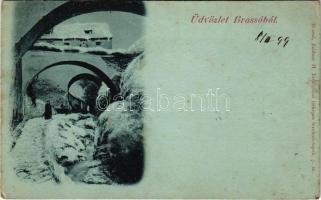 1899 (Vorläufer) Brassó, Kronstadt, Brasov; Árokmente télen. Zeidner H. Erdélyrészi látképes levelező-lapok 7. sz. / Graft in winter (Rb)