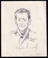 Márton Ferenc (1884-1940): 1933 Gödöllői Jamboree - J. Haydn Dimmold cserkészcsapat vezető. Ceruza, papír, jelzett, / Scout Jamboree 1933. Gödöllő, scout chief. Pencil drawing 20x18 cm