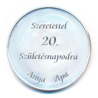 DN Szeretettel 20. születésnapodra - Anya - Apa / Nyilas ezüstözött fém emlékérem (42,5mm) T:PP patina