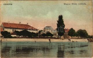 1913 Orsova, Duna, Magyar király szálloda / Danube river, hotel (EB)