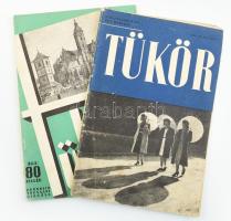 1928-1942 Tükör folyóirat 1938. dec. VI. évf. 12. sz., 1942. március X. évf. 3. sz. Kopott borítókkal, az egyik gerincén hiánnyal.