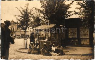 1918 Bucharest, Bukarest, Bucuresti, Bucuresci; street view with street-sweepers, shops. photo (EK)