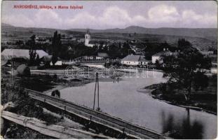 Maroshévíz, Oláhtoplica, Toplita, Toplica; látkép a Maros folyóval, vasúti sín / Mures river, railway tracks