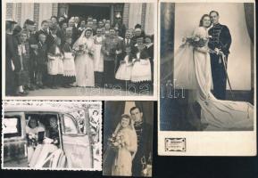 cca 1930-1940 Katonai esküvők, 4 db fotó, 13,5x8,5 cm és 6,5x4 cm között