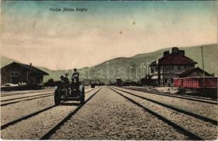 Jiblea-Arges, Statia Gara / railway station, rail car (EK)