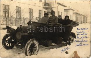 Bucharest, Bukarest, Bucuresti, Bucuresci; Romanian soldiers automobile in winter. photo (fl)