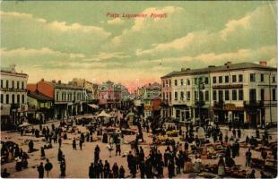 1910 Ploiesti, Ploesti, Ploesci; Piata Legumeler / square, market, Hotel Central, shops (EB)