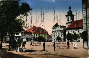 Nagyszeben, Hermannstadt, Sibiu; Piata Regele Ferdinand / König-Ferdinandring / Ferdinánd király útja, villamos / street view, tram (EK)
