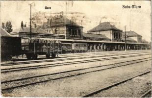 1925 Szatmárnémeti, Szatmár, Satu Mare; Gara / vasútállomás / railway station (szakadás / tear)