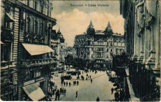 Bucharest, Bukarest, Bucuresti, Bucuresci; Calea Victoriei / street view, tram, automobile, shops (Rb)