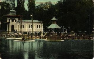 Bucharest, Bukarest, Bucuresti, Bucuresci; Monte-Carlo / park, lake, restaurant and café, waiters, rowing boat (EM)