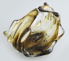 Osztrák üveg kínáló, jelzett, hibátlan, m: 18 cm