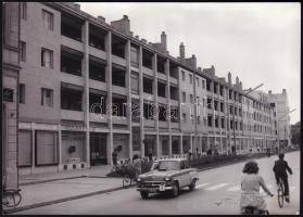 1965 Baross utca új épület utcakép - Sajtófotó Novotta Ferenc 18x13 cm