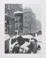 Budapesti téli életkép, modern nyomat, paszpartuban, fóliázva, 38x29 cm