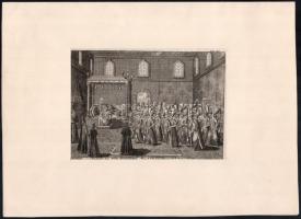 Audienz des Röm-Kaiserlichen Gross-Botschafters bei dem Sultan. Rézmetszet, papír, paszpartuban, 14x19 cm
