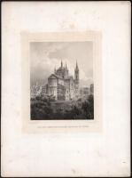 cca 1850 Ludwig Rohbock (1820-1883): Der Hradschin und die Kleinseite in Prag; Die Altlerchenfelder Kirche in Wien. 2 db acélmetszet, papír, jelzettek a metszeten. Kissé foltos lapok, lapméret: 32x24 cm