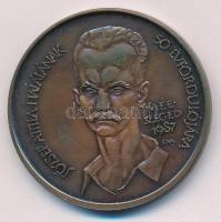 Fritz Mihály (1947-) 1987. József Attila halálának 50. évfordulója - MÉE Szeged kétoldalas bronz emlékérem (42,5mm) T:1,1- kis patina
