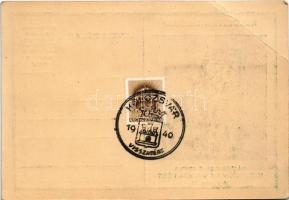 1940 Kolozsvár, Cluj; Visszatért emléklap. Mátyás király szobor / statue, memory for the entry of th...